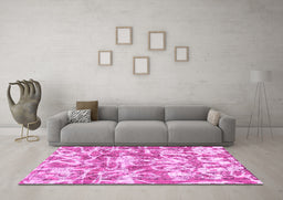 Machine Washable Abstract Pink Modern Rug in a Living Room, wshabs1243pnk