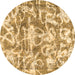 Round Abstract Brown Modern Rug, abs1243brn