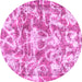 Round Abstract Pink Modern Rug, abs1243pnk