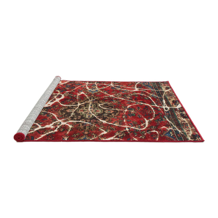 Sideview of Machine Washable Abstract Dark Almond Brown Rug, wshabs1244
