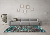 Machine Washable Abstract Light Blue Modern Rug, wshabs1244lblu