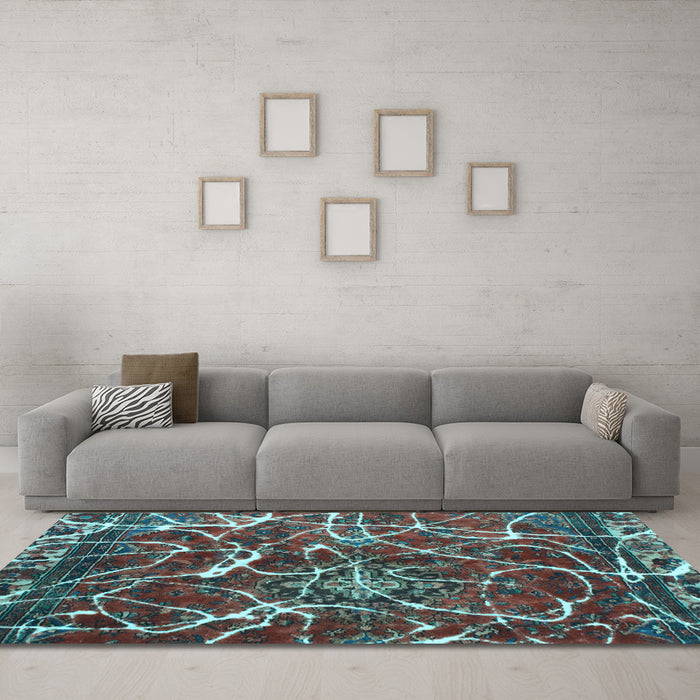 Machine Washable Abstract Light Blue Modern Rug in a Living Room, wshabs1244lblu