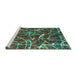 Sideview of Machine Washable Abstract Turquoise Modern Area Rugs, wshabs1244turq