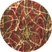 Round Machine Washable Abstract Brown Modern Rug, wshabs1244brn