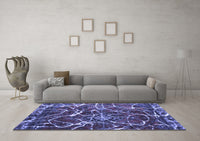 Machine Washable Abstract Blue Modern Rug, wshabs1244blu