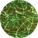 Round Machine Washable Abstract Green Modern Area Rugs, wshabs1244grn