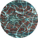 Round Machine Washable Abstract Light Blue Modern Rug, wshabs1244lblu