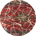 Round Abstract Dark Almond Brown Modern Rug, abs1244