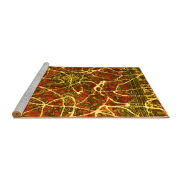 Sideview of Machine Washable Abstract Yellow Modern Rug, wshabs1244yw