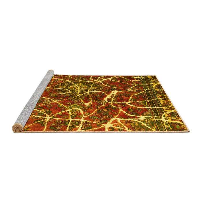 Sideview of Machine Washable Abstract Yellow Modern Rug, wshabs1244yw