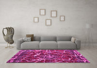 Machine Washable Abstract Pink Modern Rug, wshabs1244pnk