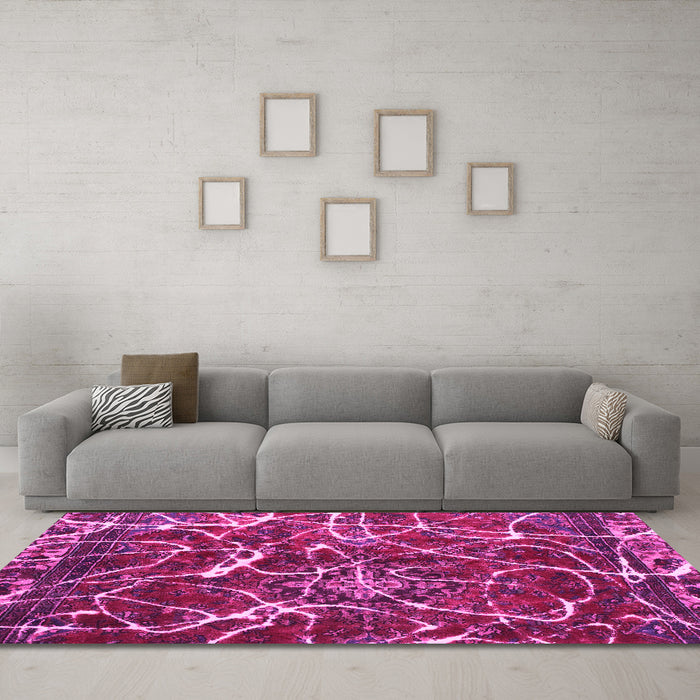Machine Washable Abstract Pink Modern Rug in a Living Room, wshabs1244pnk
