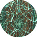 Round Abstract Turquoise Modern Rug, abs1244turq