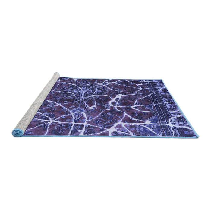 Sideview of Machine Washable Abstract Blue Modern Rug, wshabs1244blu