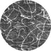 Round Machine Washable Abstract Gray Modern Rug, wshabs1244gry