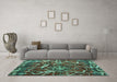 Machine Washable Abstract Turquoise Modern Area Rugs in a Living Room,, wshabs1244turq