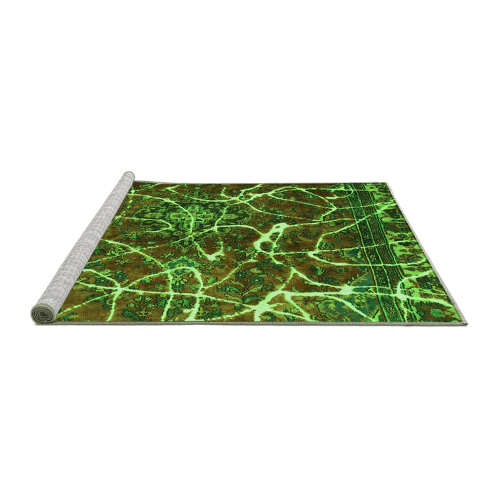 Sideview of Machine Washable Abstract Green Modern Area Rugs, wshabs1244grn