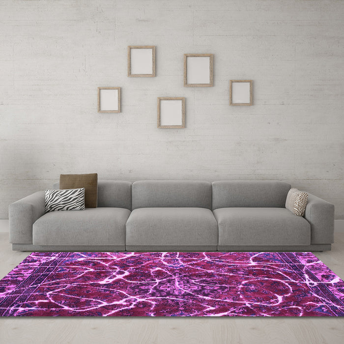 Machine Washable Abstract Purple Modern Area Rugs in a Living Room, wshabs1244pur