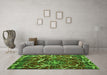 Machine Washable Abstract Green Modern Area Rugs in a Living Room,, wshabs1244grn