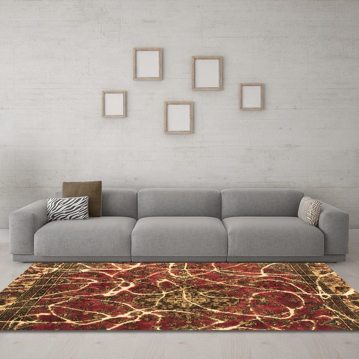 Machine Washable Abstract Brown Modern Rug in a Living Room,, wshabs1244brn
