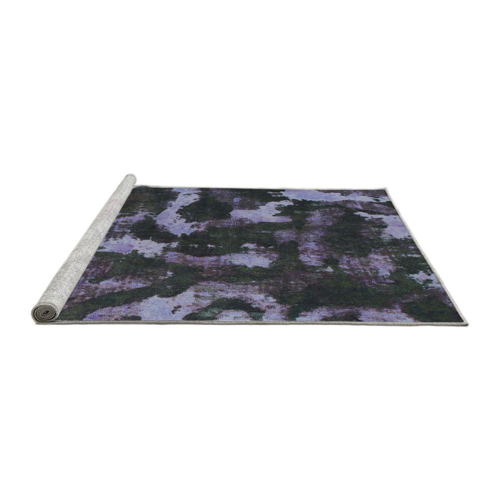 Sideview of Machine Washable Abstract Slate Blue Grey Blue Rug, wshabs1245
