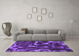 Machine Washable Abstract Purple Modern Area Rugs in a Living Room, wshabs1245pur
