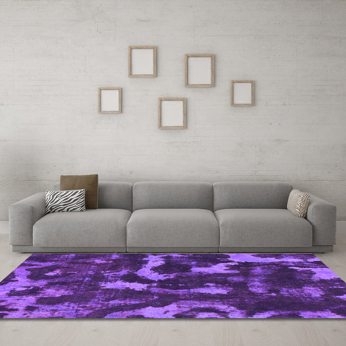 Machine Washable Abstract Purple Modern Area Rugs in a Living Room, wshabs1245pur