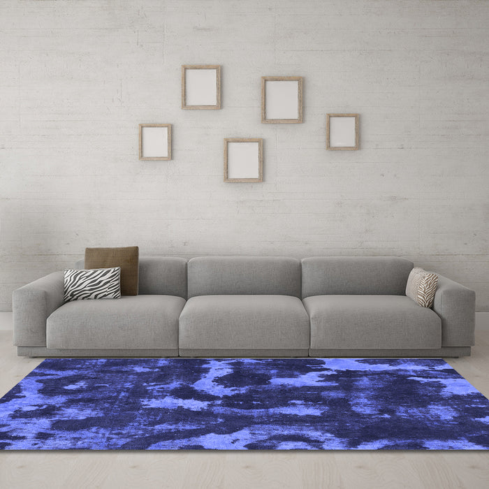 Machine Washable Abstract Blue Modern Rug in a Living Room, wshabs1245blu