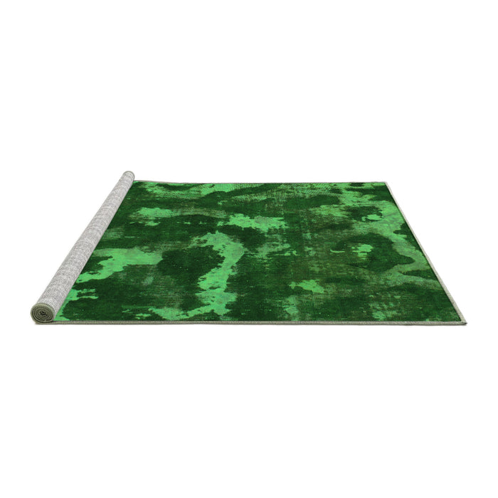 Sideview of Machine Washable Abstract Green Modern Area Rugs, wshabs1245grn