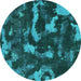 Round Abstract Turquoise Modern Rug, abs1245turq