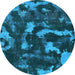 Round Machine Washable Abstract Light Blue Modern Rug, wshabs1245lblu