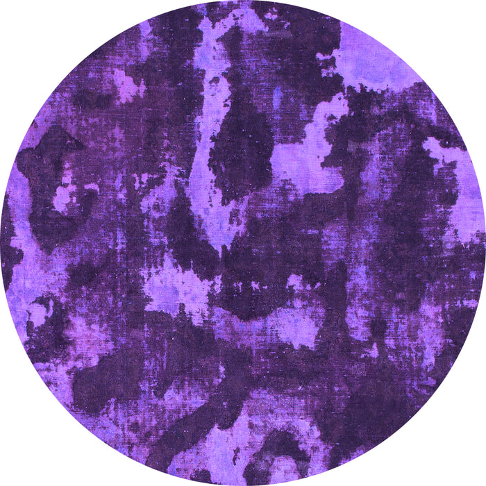 Round Machine Washable Abstract Purple Modern Area Rugs, wshabs1245pur