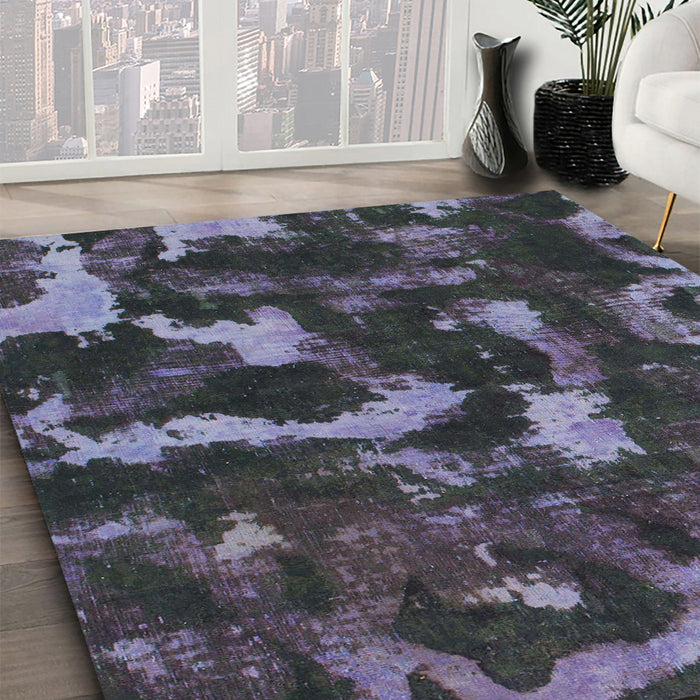 Abstract Slate Blue Grey Modern Rug in Family Room, abs1245