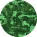 Round Machine Washable Abstract Green Modern Area Rugs, wshabs1245grn