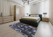 Abstract Slate Blue Grey Modern Rug in a Bedroom, abs1245