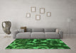 Machine Washable Abstract Green Modern Area Rugs in a Living Room,, wshabs1245grn