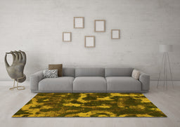 Machine Washable Abstract Yellow Modern Rug in a Living Room, wshabs1245yw