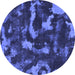 Round Machine Washable Abstract Blue Modern Rug, wshabs1245blu