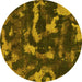 Round Abstract Yellow Modern Rug, abs1245yw