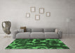 Machine Washable Abstract Emerald Green Modern Area Rugs in a Living Room,, wshabs1245emgrn