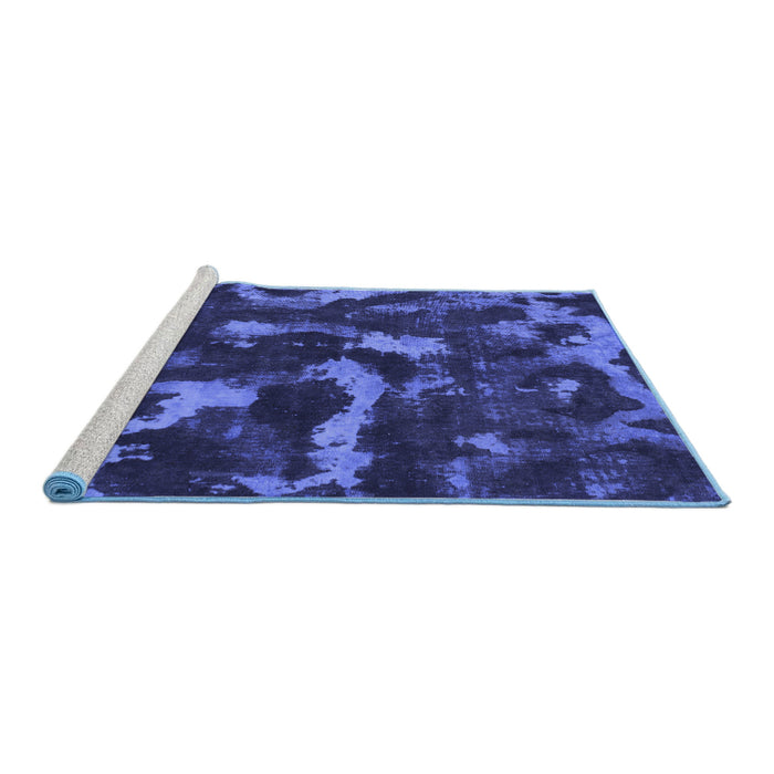 Sideview of Machine Washable Abstract Blue Modern Rug, wshabs1245blu