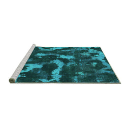Sideview of Machine Washable Abstract Turquoise Modern Area Rugs, wshabs1245turq