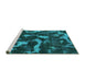 Sideview of Machine Washable Abstract Turquoise Modern Area Rugs, wshabs1245turq