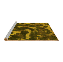 Sideview of Machine Washable Abstract Yellow Modern Rug, wshabs1245yw