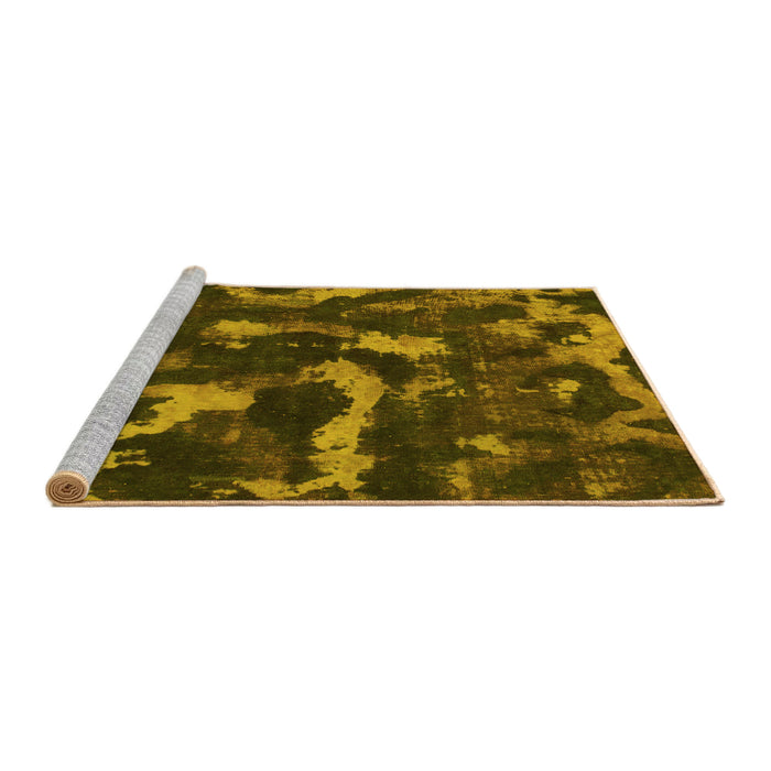 Sideview of Machine Washable Abstract Yellow Modern Rug, wshabs1245yw