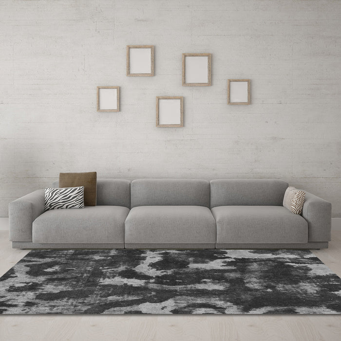 Machine Washable Abstract Gray Modern Rug in a Living Room,, wshabs1245gry
