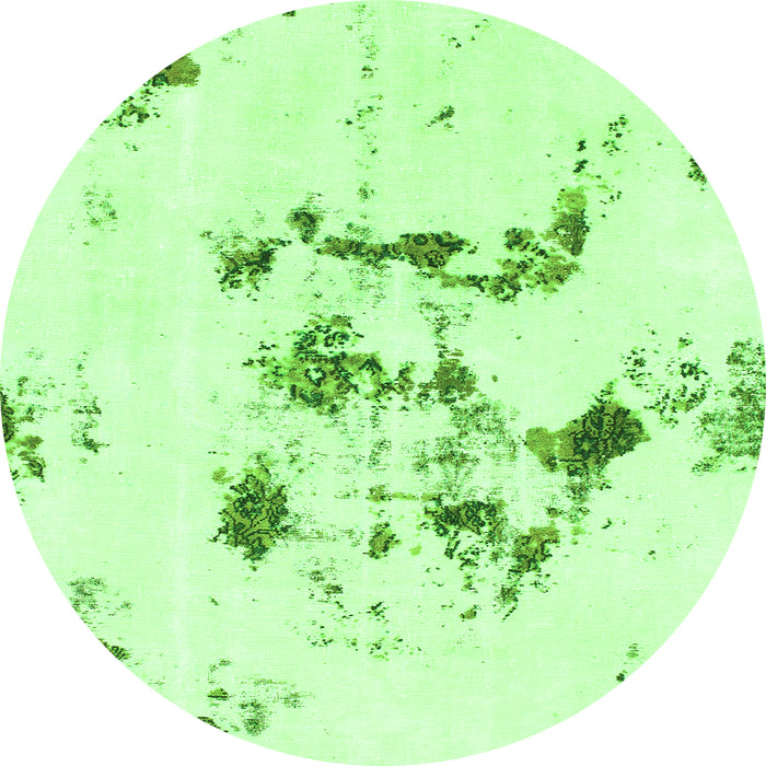 Round Abstract Green Modern Rug, abs1246grn