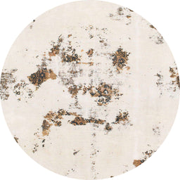 Round Abstract Tan Brown Modern Rug, abs1246