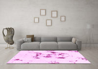 Machine Washable Abstract Pink Modern Rug, wshabs1246pnk