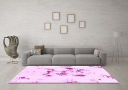 Machine Washable Abstract Pink Modern Rug in a Living Room, wshabs1246pnk